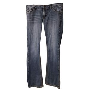 Sasson Jeans 12 Women Y2K Bootcut Dark Denim Thick Stitch Flap Pocket Blue Pants
